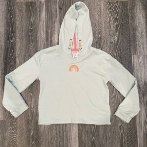 Haute Hippie Pastel Hoodie with Rainbow Detail